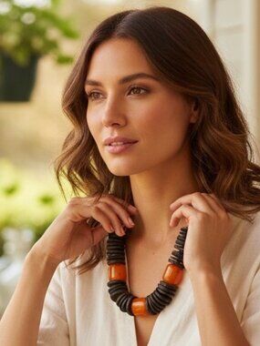 Vintage Ethnic Tribal Statement Necklace — 22" Handcrafted Artisan Piece